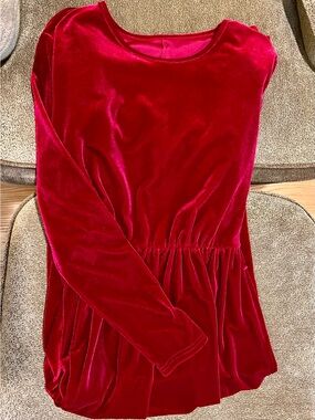 DIVINE - Red Velvet Long Sleeve Dress